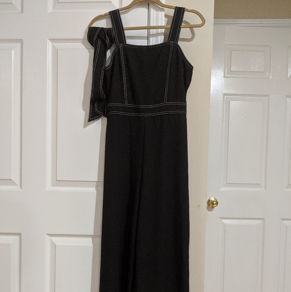Contrast-Stitch Wide-Leg Jumpsuit